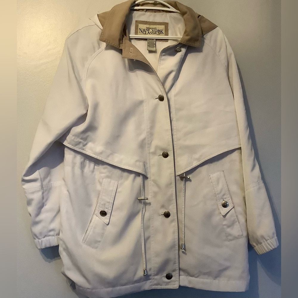 New York & Company Women's White Jacket With removable Hood
